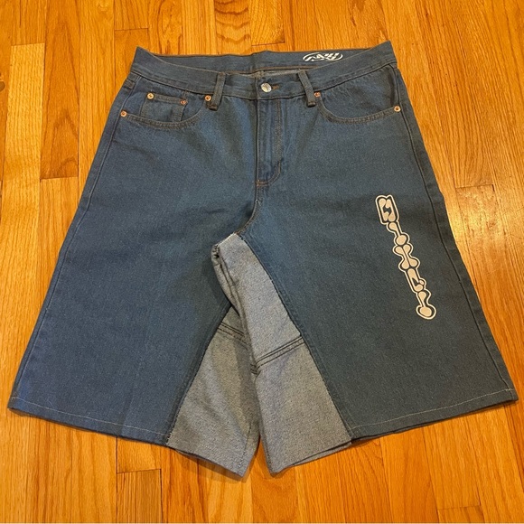 Colombian Artist Streetwear Brand Fourtopus Graphic Denim Jorts / Jean Shorts - Picture 6 of 12